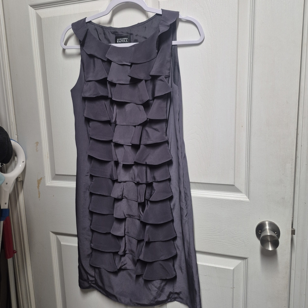 Adrianna Papell Gray Ruffle Mini Dress